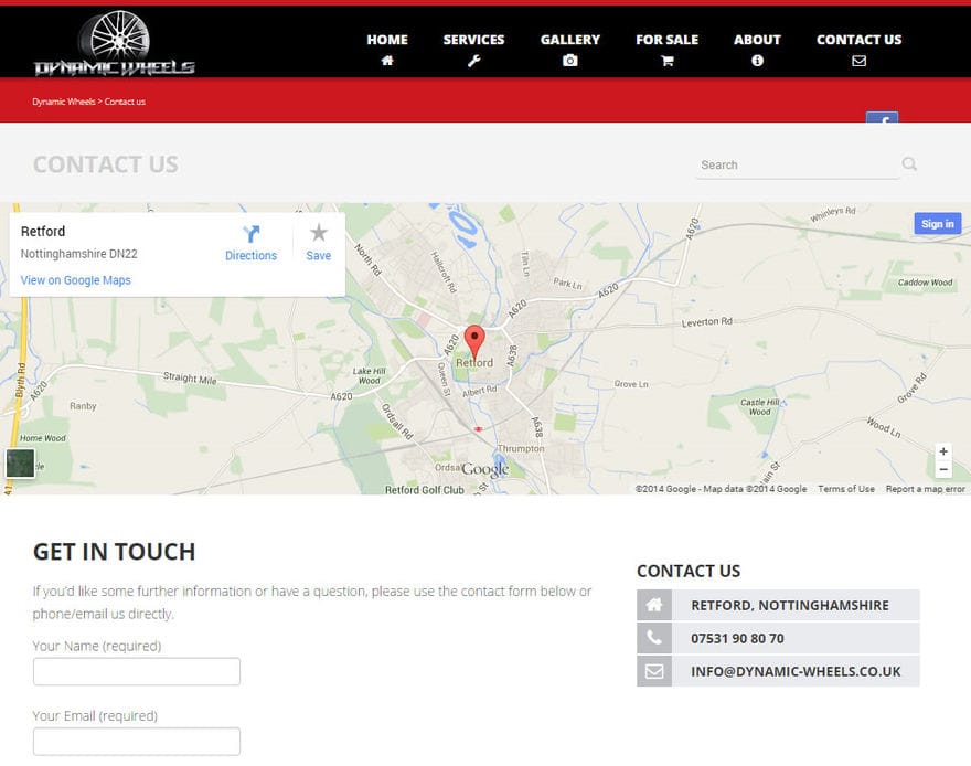 Dynamic Wheels Ltd. Contact page
