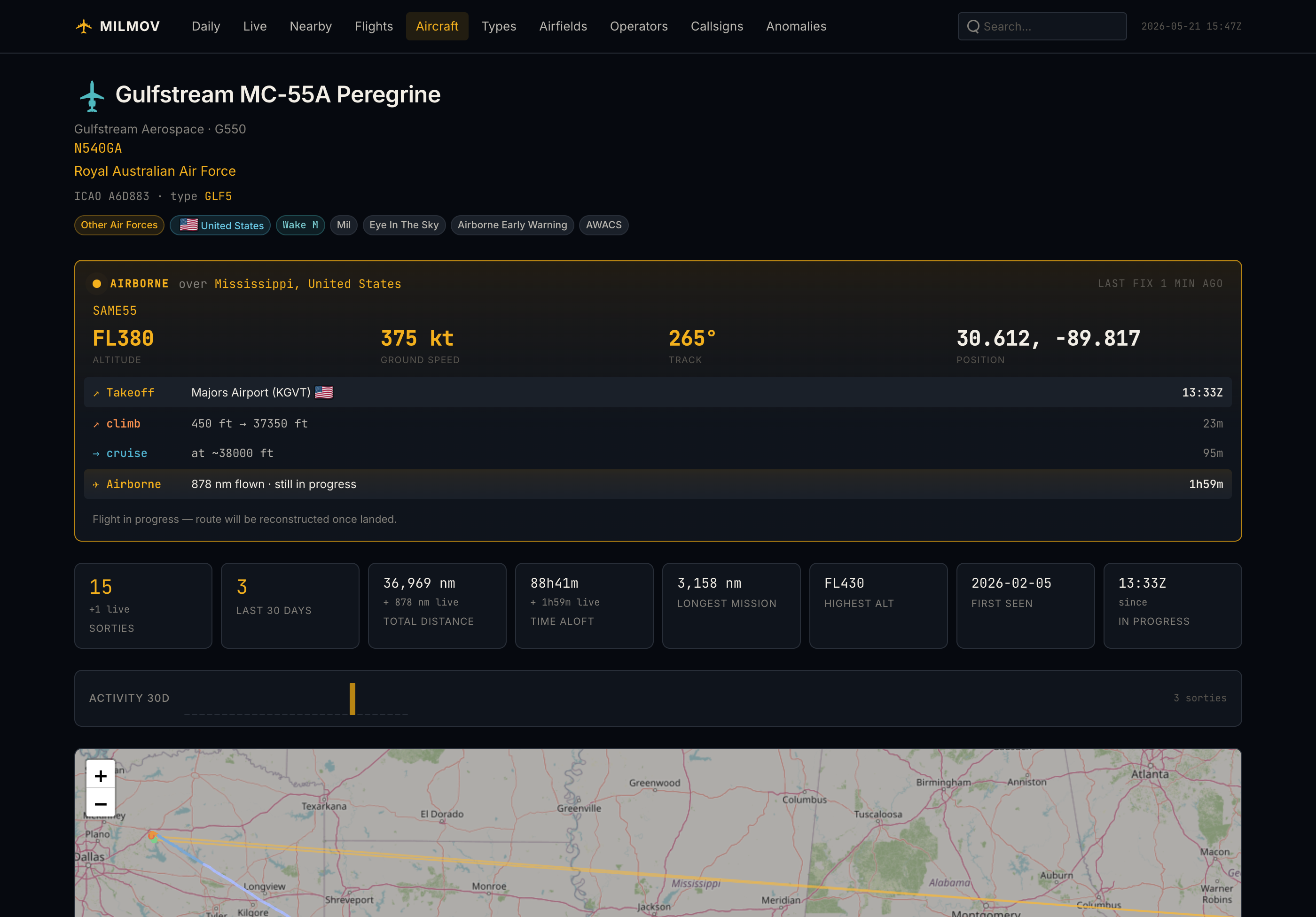 A Royal Australian Air Force MC-55A Peregrine airborne over Mississippi